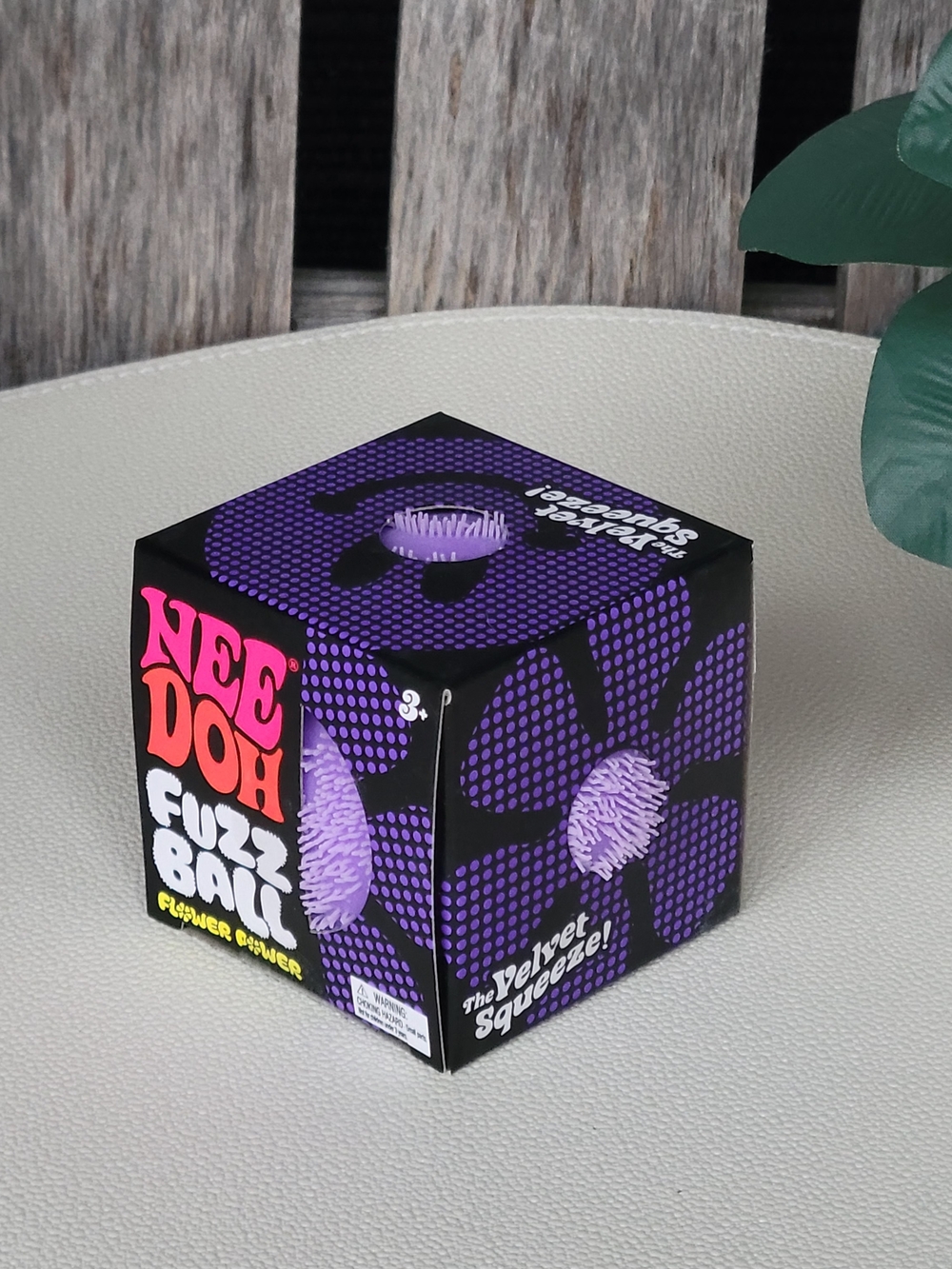Nee Doh Flower Power Velvet Squeezer Fuzz Ball - Purple - Picture 4 of 5